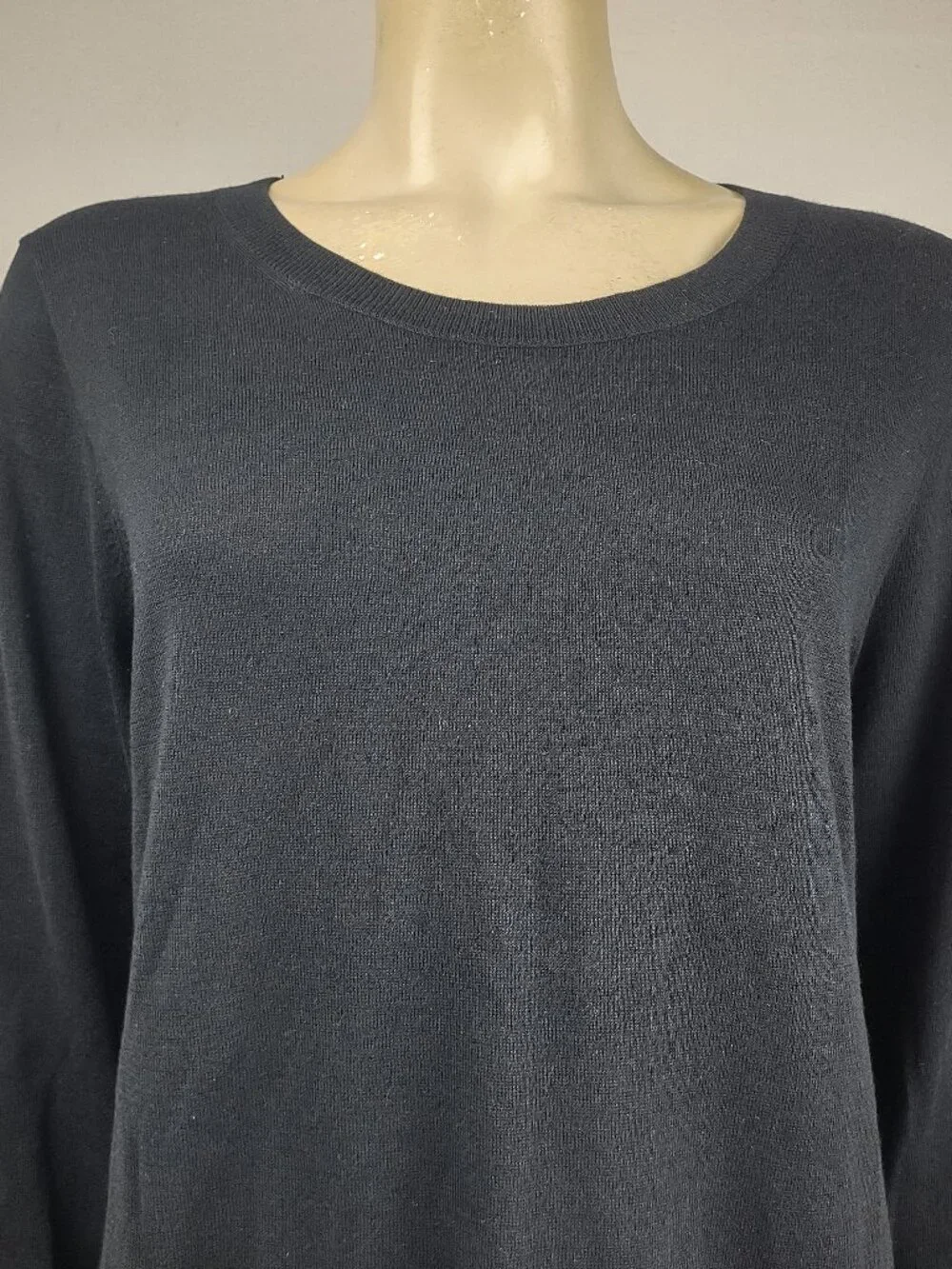 NWT J. Crew black 100% Cotton lightweight round neck Teddie sweater ladies Large